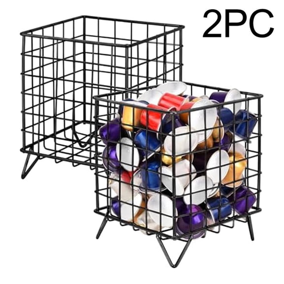 2Pc Large Capacity Coffee Pod Storage Metal Coffee Pod Basket In Cafe