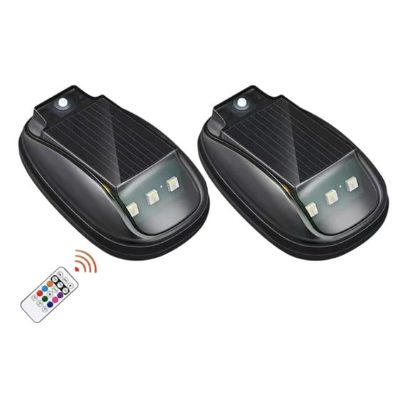 2Pc Led Solar Rgb Strobe Strip Lights With Remote Control, Multi-Color Car Exterior Decoration Lighting For S Teens, Car Roof Interior Accent Lights With Solar Power,