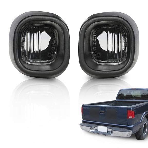 2Pc License Plate Light Rear Bumper Tag Lamp Black Fit For Chevy S10 GMC Sonoma