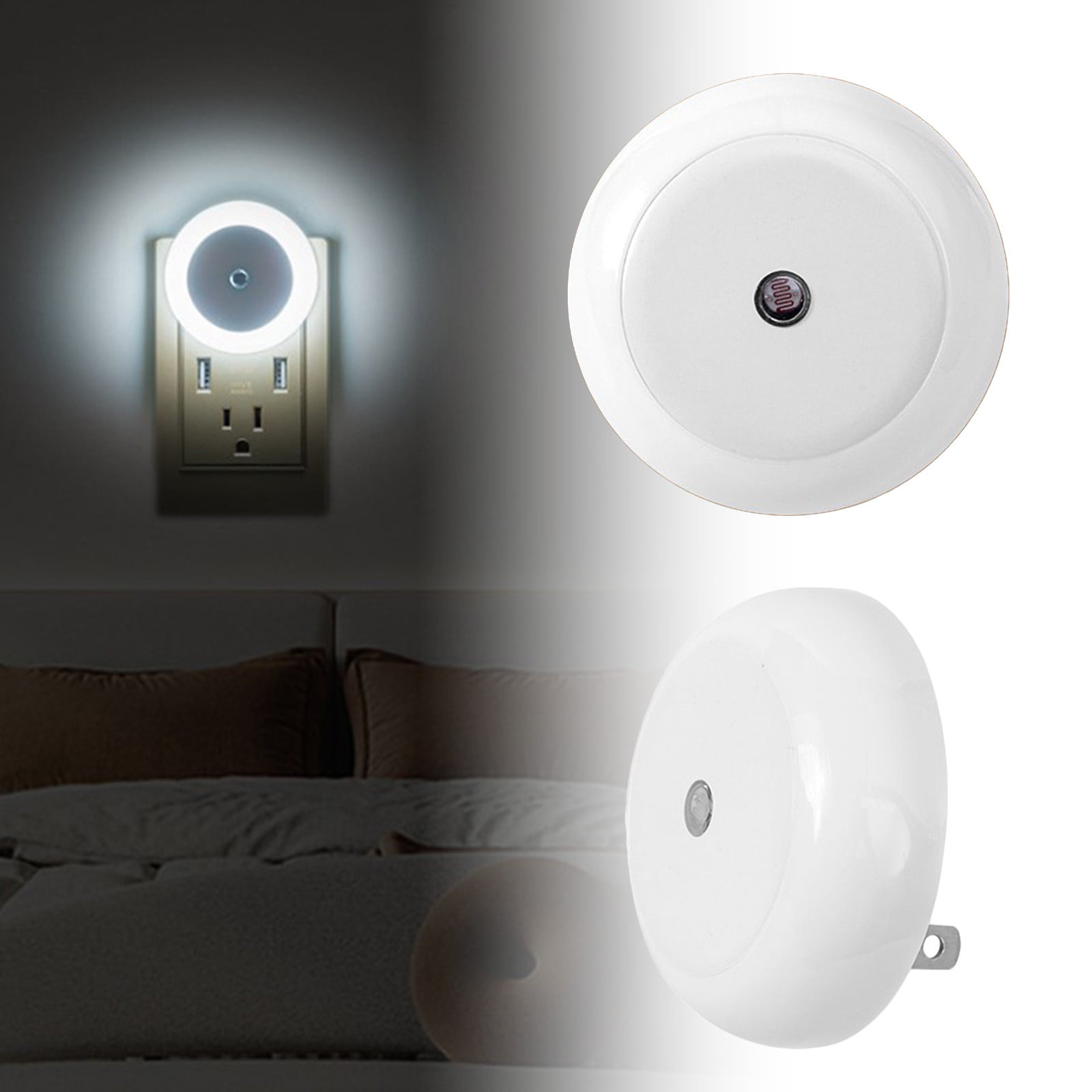 2Pc Light-Controlled Night Light Plug-in Suitable for Corridors Stairs ...