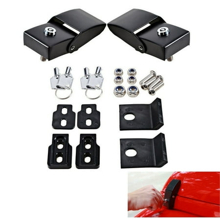 2Pc Locking Hood Catch Hood Lock Latches Kit for Jeep Wrangler JK JKU 2007-18
