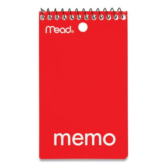 2Pc Mead Wirebound Memo Pad With Wall-Hanger Eyelet, Medium/college Rule, Randomly Assorted Cover Colors, 60 White 3 X 5 Sheets | Order of 1 Each