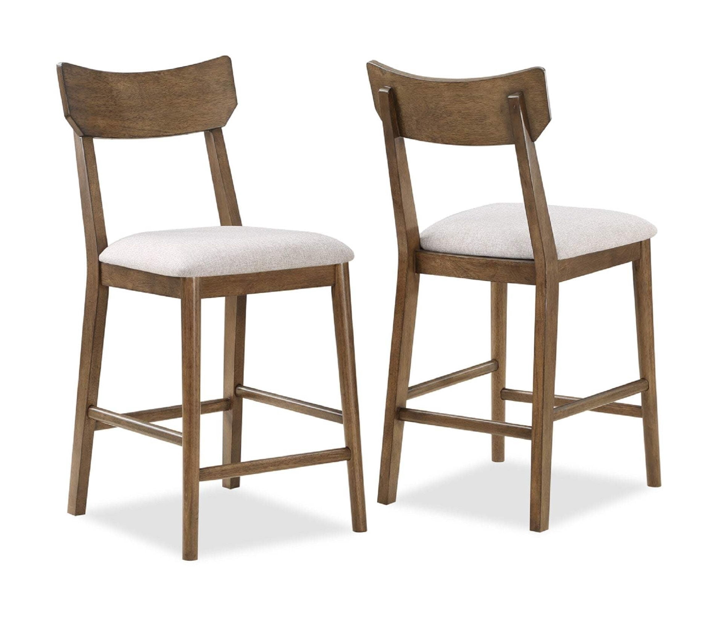 2Pc Mid Century Modern Counter Height Dining Stool Upholstered Seat ...
