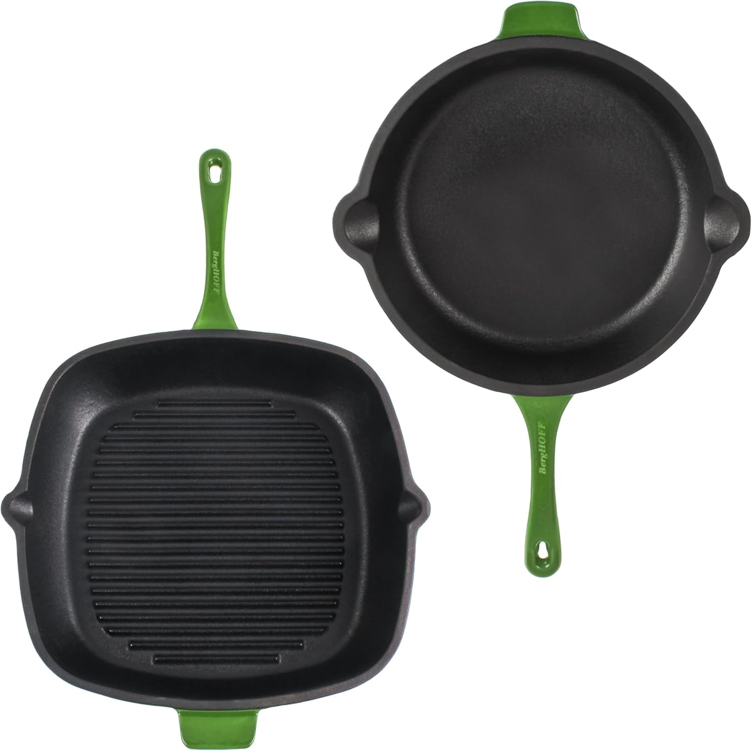 2Pc Neo Enameled Cast Iron Cookware Set, Grill Pan 11 Inches, Fry Pan
