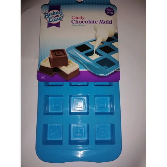 2Pc New Baked With Love Square Candy Mold Nonstick Silicone Chef Cooking Baking