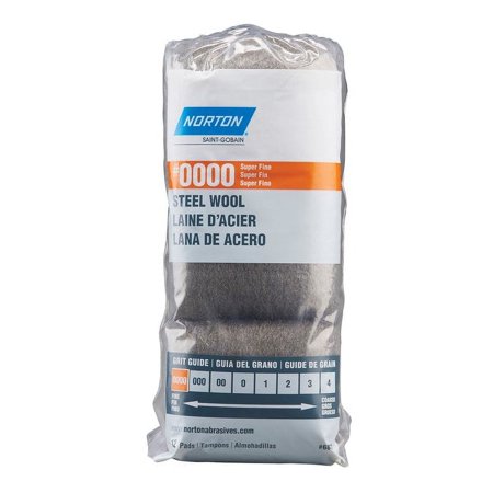 2Pc Norton 0000 Grade Super Fine Steel Wool Pad 12 pk