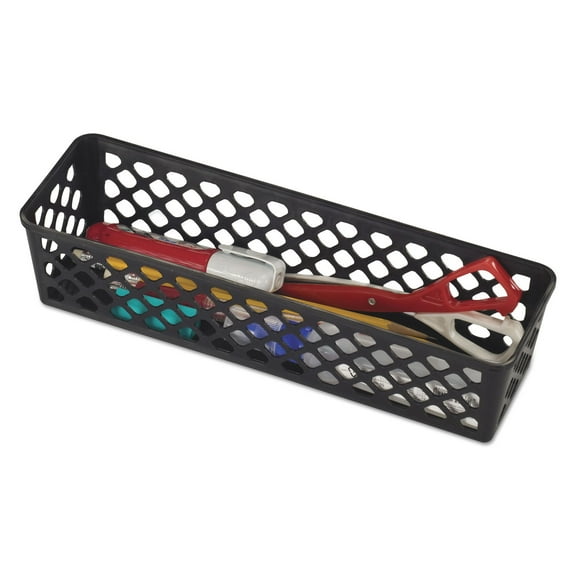 2Pc Officemate Recycled Supply Basket Plastic, 10.13 x 3.06 x 2.38, Black, 3/Pack