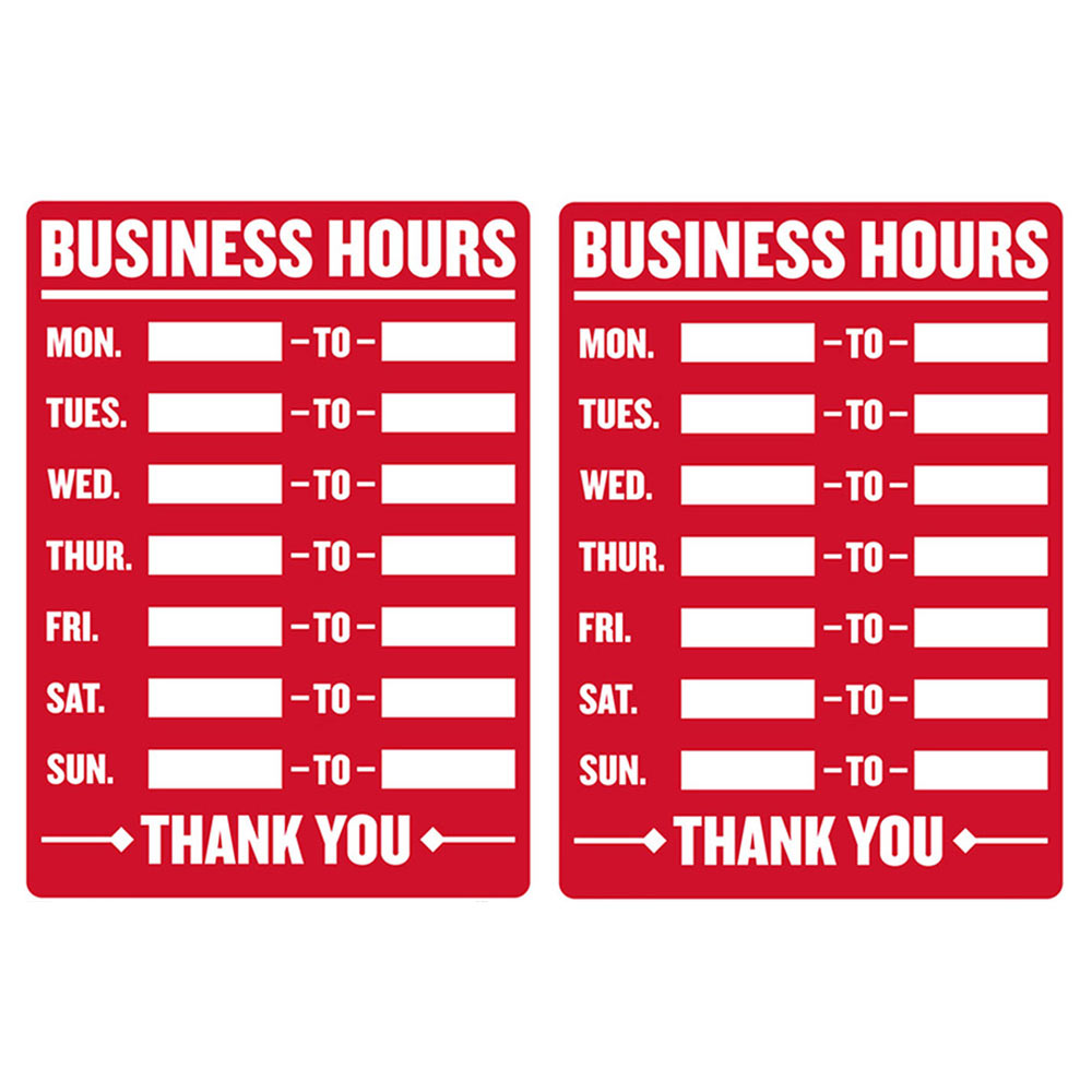 2Pc Open Closed Business Hours Sign Mon Sun Times Store Office Cling Window  9x12