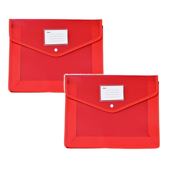 2Pc Plastic Expanding File Folder,Colorful File Folder Organizer Bag With Snap Closure and Label, Large Capacity, Fit Letter/A4 Size,for Receipt,Paper,Bill, Organization,12.99''X9.84''(Red*2)