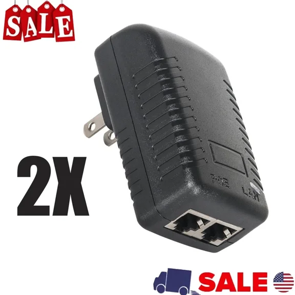 2Pc Poe Injector 48V 0.5A Power Over Ethernet Adapter For Poe Ip Camera Switch