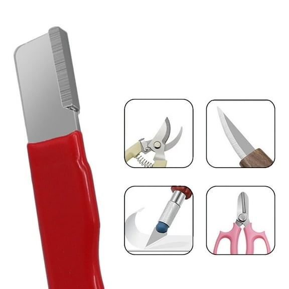 2Pc Pruning Sharpening Stone Garden Shear Scissors Sharpener with Lid Pocket Red