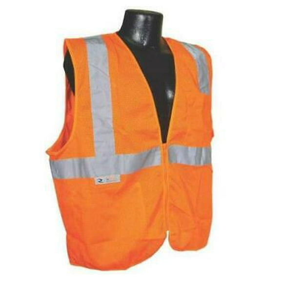 2Pc Radians SV2ZOML Class 2 Economy Mesh Safety Vest With Zipper, Orange, Large