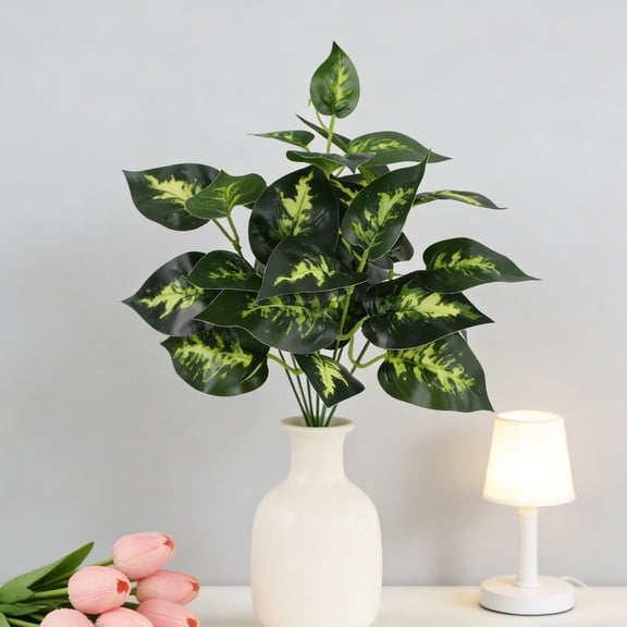 2Pc Realistic Artificial Potted Plants Fake Greenery Foliage Monstera Philodendron Indoor Outdoor Decor,E
