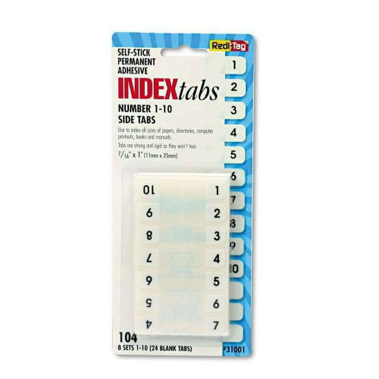 Legal Index Tabs, Preprinted Numeric: 1 to 10, 1/12-Cut, White, 0.44 Legal Index Tabs, Preprinted Numeric: 1 to 10, 1/12-Cut, White, 0.44