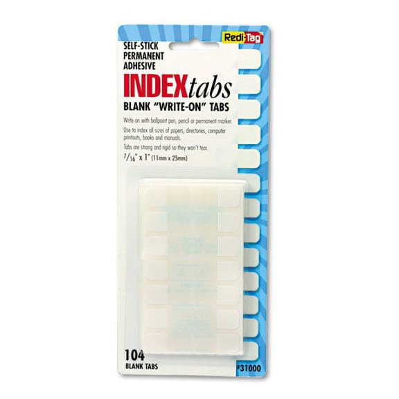 2Pc Redi-Tag Legal Index Tabs, 1-5-Cut Tabs, White, 1\" Wide, 104-Pack