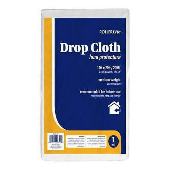 2Pc RollerLite 10 ft. W X 20 ft. L X 1 mil Plastic Drop Cloth 1 pk