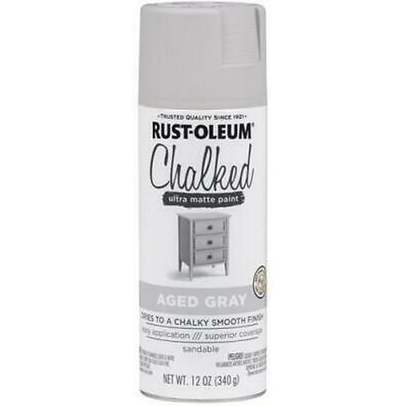 2Pc Rust-Oleum 302592 Chalked Ultra Matte Finish Spray Paint, Aged Gray, 12 Oz