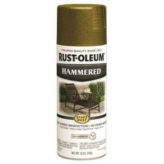 2Pc Rust-Oleum 7210830 Stops Rust Hammered Enamel Spray Paint, Gold, 12 Oz.