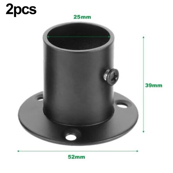 2Pc Set of Anti Rust Steel Wardrobe Bracket Flange Rail Rod Pole Support 25mm