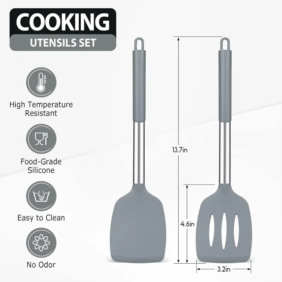 2Pc Silicone Spatulas Set – Heat Resistant Non-Stick Cooking Utensils ...