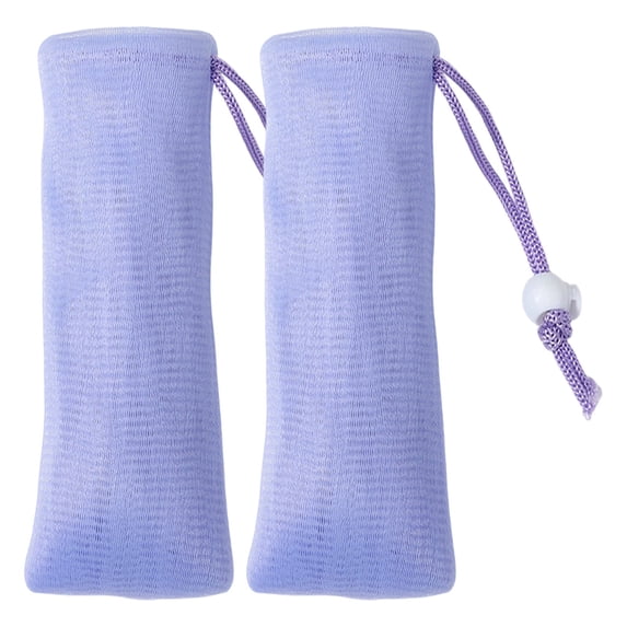 2Pc Soap Exfoliating Foaming Mesh Bath Bag, Drawstring Soap Saver Bubble Producing Mesh Pouch, Shower Soap Foam Net Holder, Soft Stretch Soap Sack, Hanging Bathroom Soap Storage Mesh Bag