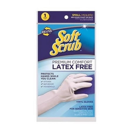 2 pc Soft Scrub Vinyl Cleaning Gloves S White 1 pair