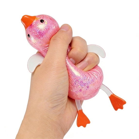 2Pc Soft Squeeze Glitter Ducks Fidget T-oys, Animal Stress Balls, Sensory Ball Squeeze T-oy, Giant Stress Balls - Stress Relief Sensory T-oys for Adults TPR Material Party Favors