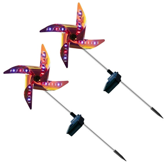 2Pc Solar Garden Pathway Lights Outdoor, Solar Stake Light Waterproof IP65 Windmill Lamp Decorative for Garden Lawn Courtyard ( 4 Colors )