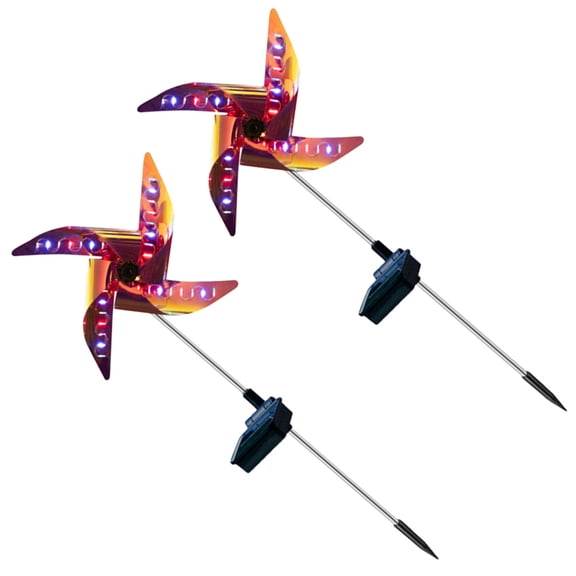 2Pc Solar Garden Pathway Lights Outdoor, Solar Stake Light Waterproof IP65 Windmill Lamp Decorative for Garden Lawn Courtyard ( 4 Colors )