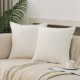 thumbnail image 1 of 2Pc Solid Velvet Pillow Covers With Piping - 18X18 Inch White Throw Pillow Cases For Couch Bed Sofa Living Room Decor, 1 of 3