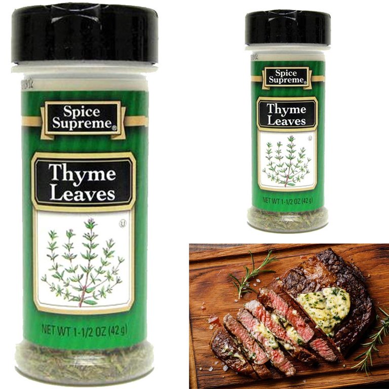 https://i5.walmartimages.com/seo/2Pc-Spice-Supreme-Thyme-Leaves-Seasoning-1-5-Ounce-Jar-Cooking-Dry-Meats-Veggies_fa3c26a6-daba-40d1-91e2-29c2eb529a79.b97495aab0bff1dcc21c83963236a7e5.jpeg?odnHeight=768&odnWidth=768&odnBg=FFFFFF