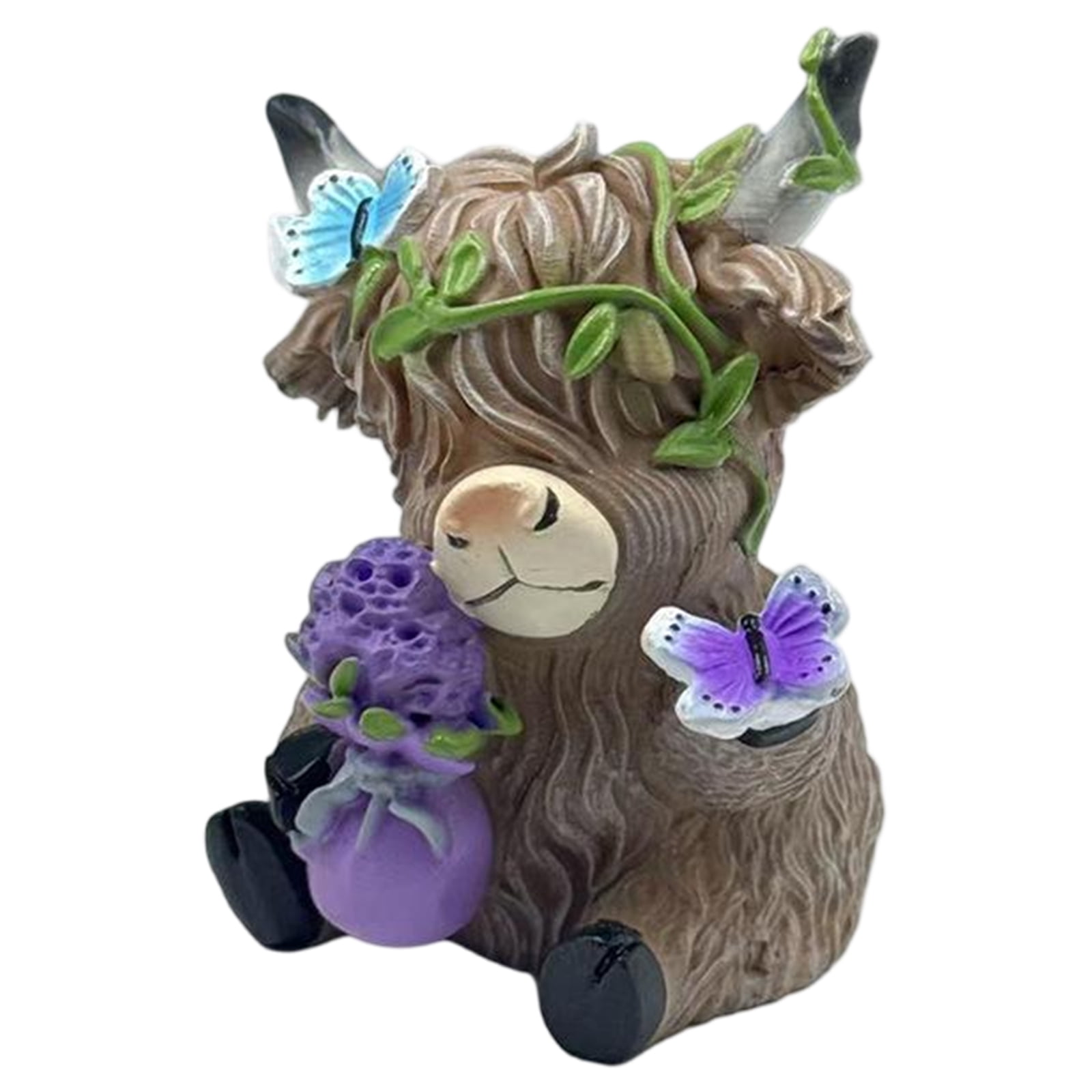 2Pc Spring Lavender Cow Figurines Decor, Garden & Patio Ornaments For Home Decoration, Outdoor Indoor Sculptures Accents For Yard, Porch, Living Room, Bedroom