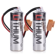 2Pc Toshiba ER17500V 3.6V PLC Battery, Digital Control Battery+ Brown Plug