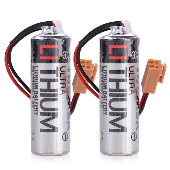 2Pc Toshiba ER17500V 3.6V PLC Battery, Digital Control Battery+ Brown Plug