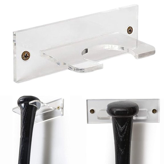 2Pc Transparent Baseball Bat Rack Vertical Wall Mount For Stylish Organization Fangkenuo