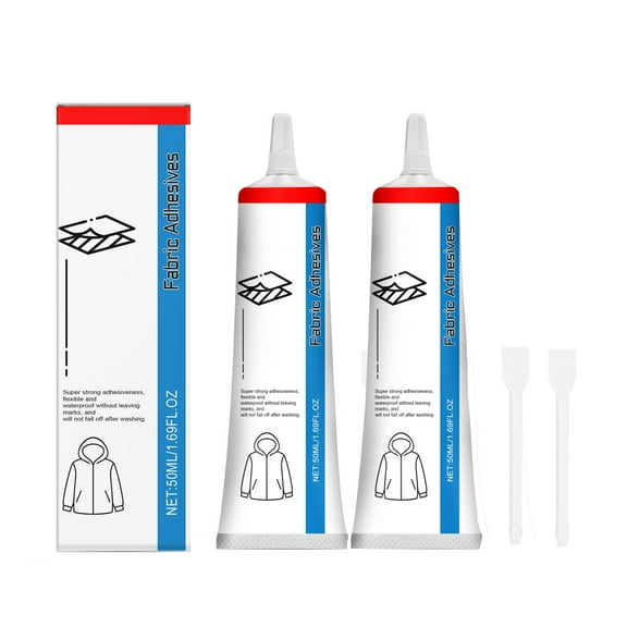 2Pc Transparent Liquid Fabric Adhesive Patches, Super Seamless Waterproof Clear Glue With Applicators, For Clothing Repair, Fabric Mending, Diy Crafts - 2 Adhesive Tubes Included