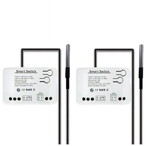 2Pc Tuya Smart Zigbee Switch with Temperature Sensor Passive Dry Contact Zigbee Relay Work with Home Assistant AC85-250V