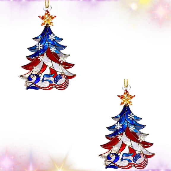 2Pc United States 250Th Anniversary Ornament,America 250 Merchandise 2D Acrylic 250Th Anniversary Usa Ornament,250 Patriotic American Flag Christmas Ornaments,Gift For Patriotic Collectors