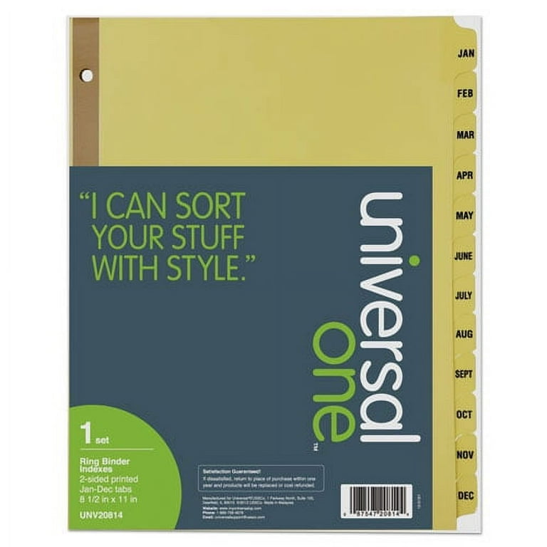 Deluxe Preprinted Plastic Coated Tab Dividers with Black Printing, 12-Tab, Jan. to Dec., 11 x 8.5, Buff, 1 Set Deluxe Preprinted Plastic Coated Tab Dividers with Black Printing, 12-Tab, Jan. to Dec., 11 x 8.5, Buff, 1 Set