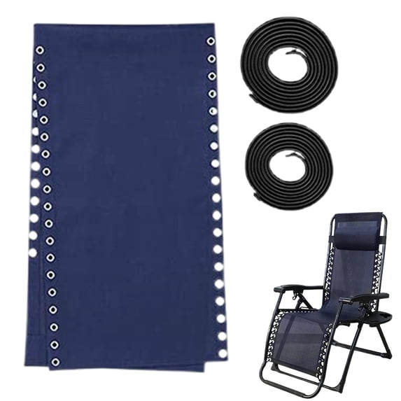 2Pc Universal Replacement Fabric and Bungee Straps Set for Outdoor Lounge Chairs, Breathable Mesh Patio Chair Sling with 4 Elastic Cords, Fits Most Folding and Anti-Gravity Loungers