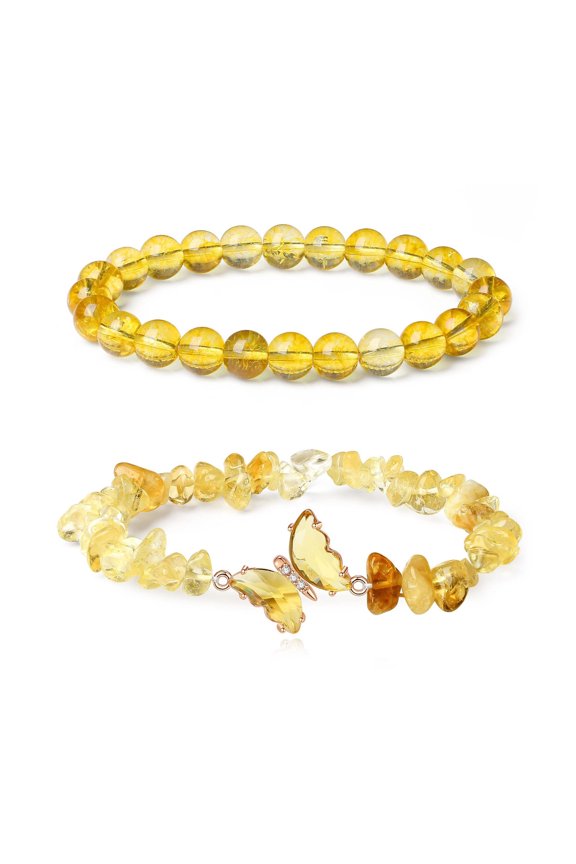 2Pc Versatile Butterfly Hand Chain Elegant Handmade Crystal Butterfly Set Stylish Beaded Wrist Jewelry