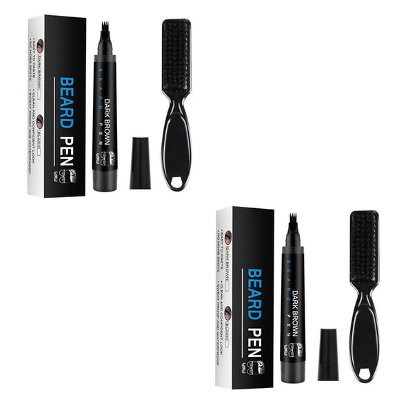 2Pc Waterproof Beard Pencil Filler Hair Grower Long Last Moustache Eyebrow Brush