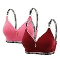 thumbnail image 1 of 2Pc Wireless Bras for Women V Neck Push Up Bra Lightly Lined Wirefree Bralettes Full Cup T-Shirt Bra with Adjustable Strap, 1 of 2
