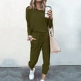thumbnail image 1 of 2pc women pure color suit long sleeve leisure pocket home sweatpants sets, 1 of 5