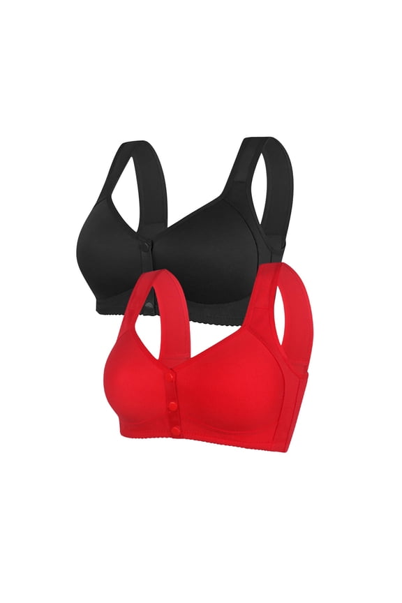 2Pc Women's Front Side Buckle Lace Edge without Steel Ring Movement Seamless Gathering Adjustment Yoga Sleep Large Bra