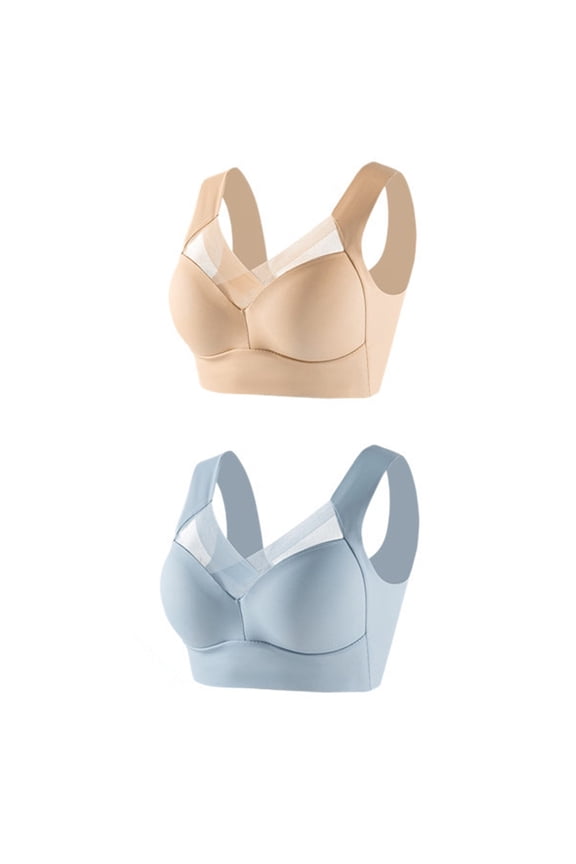2Pc Women's Large Strapless Lace Tank Top Underwear Thin Side Fold Side Gather Adjustable Bra