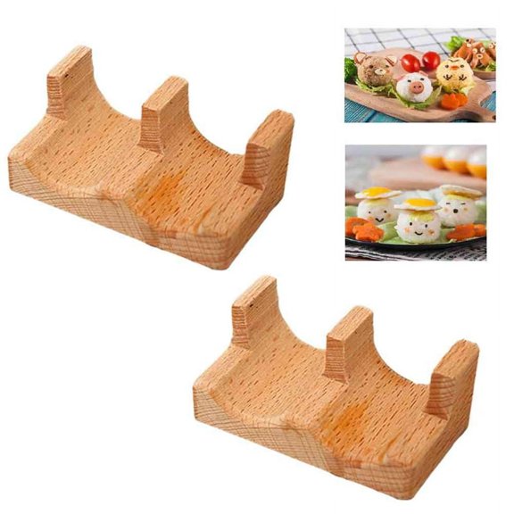 2Pc Wood Sushi Tacos Holder Tray Plates Serving Dish Divider Accessories Taco Rack for Partys Kitchen