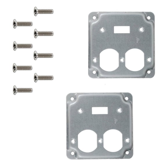 2Pce Multipurpose Industrial Square Metal Box Covers Scratch Resistant Surfaces for Toggles Switches Installation