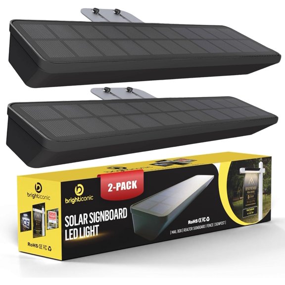 2Pck Solar Address Sign Light – IP65 Waterproof Easy Install, Auto Dusk-to-Dawn On/Off – Outdoor Light for Business, Lease, Real Estate Sign Post – LED Signboard Gifts - Cold White 6000K