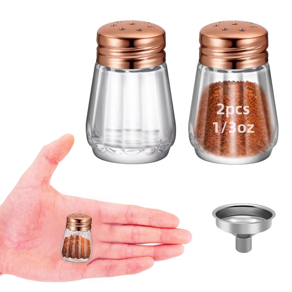 2Pcs 0.3 OZ Mini Salt and Pepper Shakers - Small Mini Salt Shaker Clear Seasoning Shakers Tiny Glass Spice Containers, Portable Small Seasonging Jars for kitchen, Picnic.